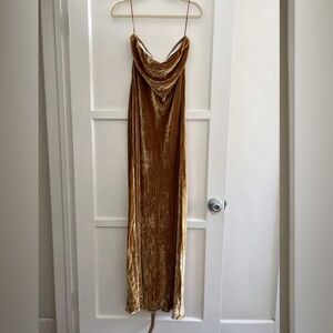 Gold sylvania velvet dress from reformation